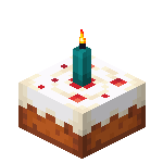 Kuchen mit türkiser Kerze<br>