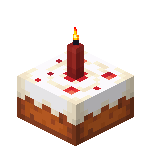 Kuchen mit roter Kerze<br>